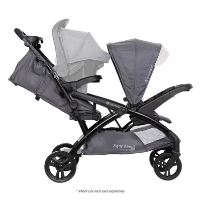 Baby Trend Sit N' Stand Double Stroller 2.0 DLX With 5 Point Safety Harness, Canopy, Extra Basket, 2 Cup Holders & Covered Compartment, Magnolia 6 Baby Trend Sit N' Stand Double Stroller 2.0 DLX With 5 Point Safety Harness, Canopy, Extra Basket, 2 Cup Holders & Covered Compartment, Magnolia - Image 4
