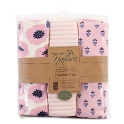 Touched By Nature Baby Girl Organic Cotton Swaddle Wraps, Blossoms, 0-3 Months
