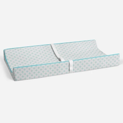 Bacati - Petals Quilted Muslin Changing Pad Cover Aqua 5 Bacati - Petals Quilted Muslin Changing Pad Cover Aqua - Image 3