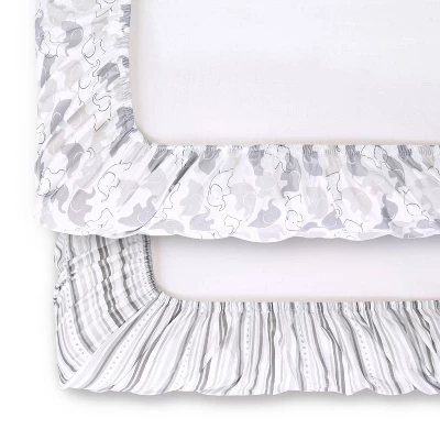 The Peanutshell Changing Pad Covers - Gray Elephants/Stripe 2pk 7 The Peanutshell Changing Pad Covers - Gray Elephants/Stripe 2pk - Image 5