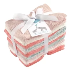Little Treasure Baby Girl Rayon From Bamboo Luxurious Washcloths, Coral Mint, One Size