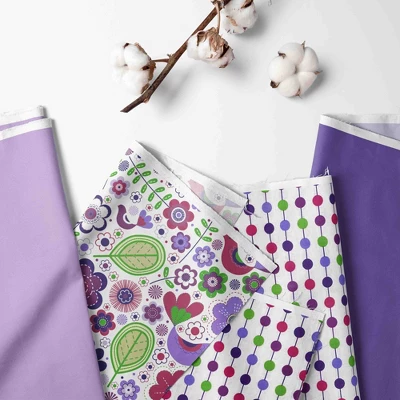 Bacati - Botanical Purple Multicolor 3 Pc Toddler Sheet Set 3 Bacati - Botanical Purple Multicolor 3 Pc Toddler Sheet Set
