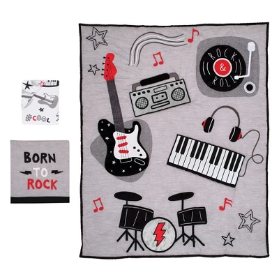 Lambs & Ivy Rock Star Musical Instruments 3-Piece Baby Crib Bedding Set - Gray 10 Lambs & Ivy Rock Star Musical Instruments 3-Piece Baby Crib Bedding Set - Gray - Image 8