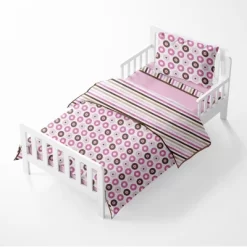 Bacati - Mod Dots Stripes Pink Fuschia Beige Chocolate 4 Pc Toddler Bedding Set -Baby World Shop GUEST e9f4ad25 86cc 418b a6f0 04580905756f