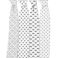 Bacati - LOVE Muslin Swaddling Blankets Set Of 4, Black/White -Baby World Shop GUEST efb35cf6 78f9 4f99 9b53 890519fcf792