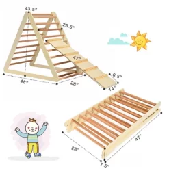 Costway Foldable Wooden Climbing Triangle Indoor Home Climber W/ Ladder For Toddler Baby -Baby World Shop GUEST f1def3f8 470a 45fc 83ff 6f7d88606b17