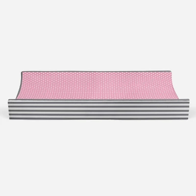 Bacati - Elephants Pink/Gray Pink Pin Dots Quilted Top Changing Pad Cover 8 Bacati - Elephants Pink/Gray Pink Pin Dots Quilted Top Changing Pad Cover - Image 6