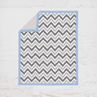 Bacati - Ikat Dots Zebra Blue Grey Muslin Boys 8 Pc Crib Set With Crib Rail Guard 4 Bacati - Ikat Dots Zebra Blue Grey Muslin Boys 8 Pc Crib Set With Crib Rail Guard - Image 2