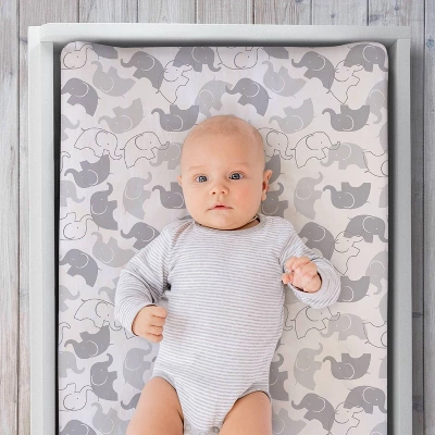 The Peanutshell Changing Pad Covers - Gray Elephants/Stripe 2pk 4 The Peanutshell Changing Pad Covers - Gray Elephants/Stripe 2pk - Image 2