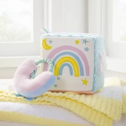 Celestial Interactive Plush Cube With Rainbow Rattle Baby Toy - 2pc - Cloud Island™