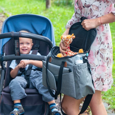 Gray And Black Multi-Compartment Diaper Bag With Changing Pad 4 Gray And Black Multi-Compartment Diaper Bag With Changing Pad - Image 2