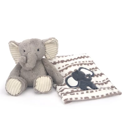 Lambs & Ivy Blanket & Plush Luxury Newborn Baby Gift Set - Gray Elephant 4 Lambs & Ivy Blanket & Plush Luxury Newborn Baby Gift Set - Gray Elephant - Image 2