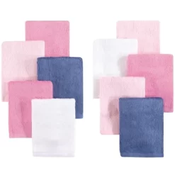 Little Treasure Baby Girl Rayon From Bamboo Luxurious Washcloths, Pink Denim 10-Pk, One Size