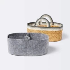 Braided Water Hyacinth Decorative Container With Coiled Rope Handles - Gray - Cloud Island™ -Baby World Shop GUEST fc794c5a a9d8 451f 886e 850875b4c360