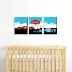 Big Dot Of Happiness Let's Go Racing - Racecar - Nursery Wall Art, Race Car Kids Room Decor & Game Room Home Decor - 7.5 X 10 Inches - Set Of 3 Prints