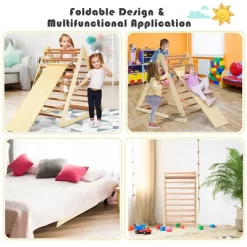 Costway Foldable Wooden Climbing Triangle Indoor Home Climber W/ Ladder For Toddler Baby -Baby World Shop GUEST fe16491a 1dc0 468a aaa7 e648066f6013
