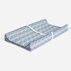 Bacati - Liam Aqua/Navy Large Triangles Quilted Muslin Changing Pad Cover